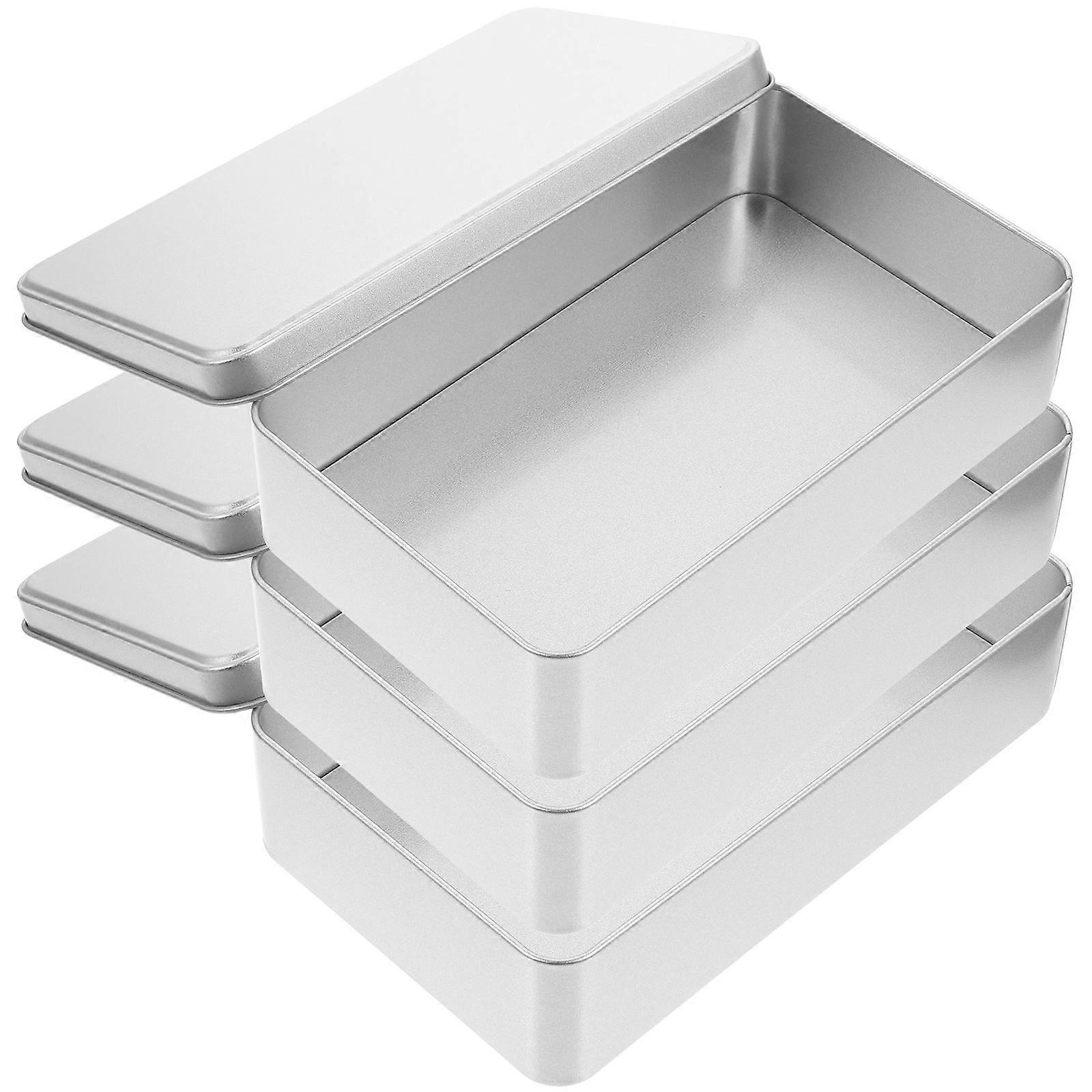 Rectangular Tinplate Box with Lid for Storage Use 12Pcs Small Tin Containers