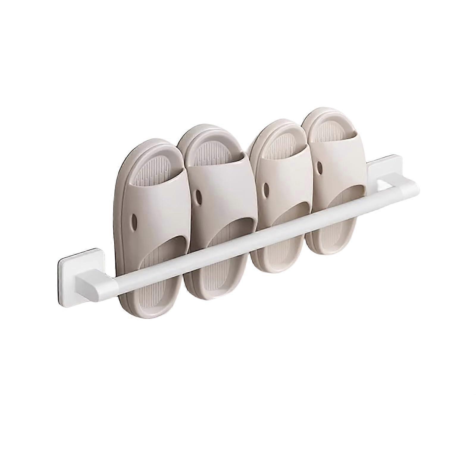 Grey Wall Mounted Shoe Rack NoDrill Installation Multiuse Slipper Organizer Towel Rack and Hand Towel Holder 70cm White