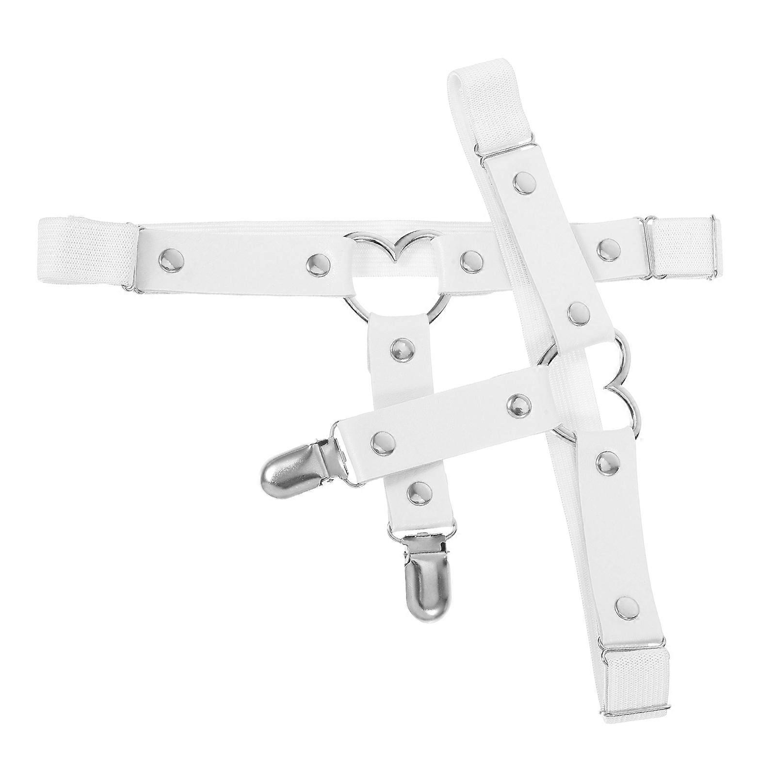 Handmade Punk Leg Garters for Decoration 4Pcs White Hip-Hop Accessory