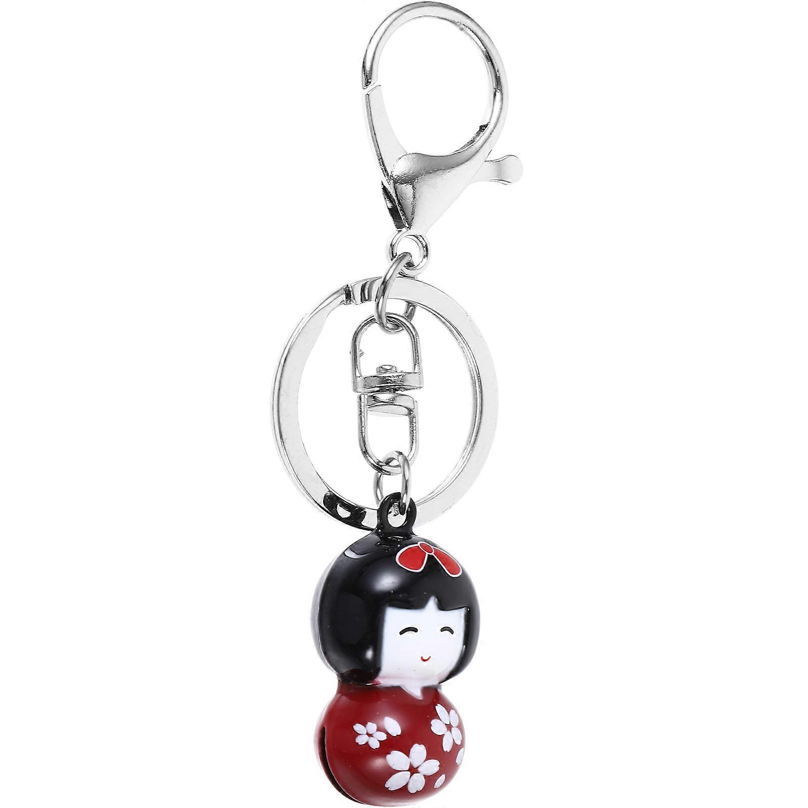 4Pcs Kimono Doll Keyring Ornament For Daily Use And Special Occasions Red Zinc Alloy Key Chain Accessory
