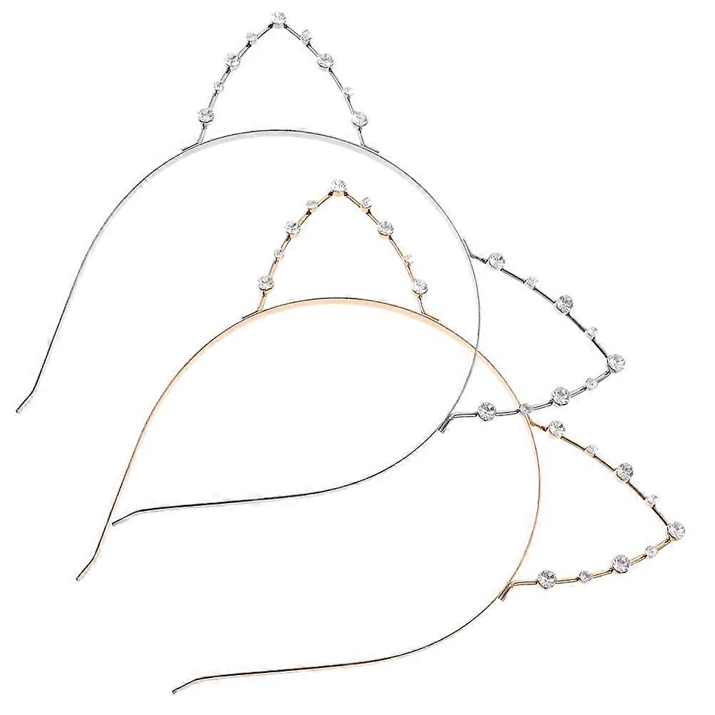 Cat Ear Headband with Rhinestones for Costume Use 10Pcs Assorted Colors