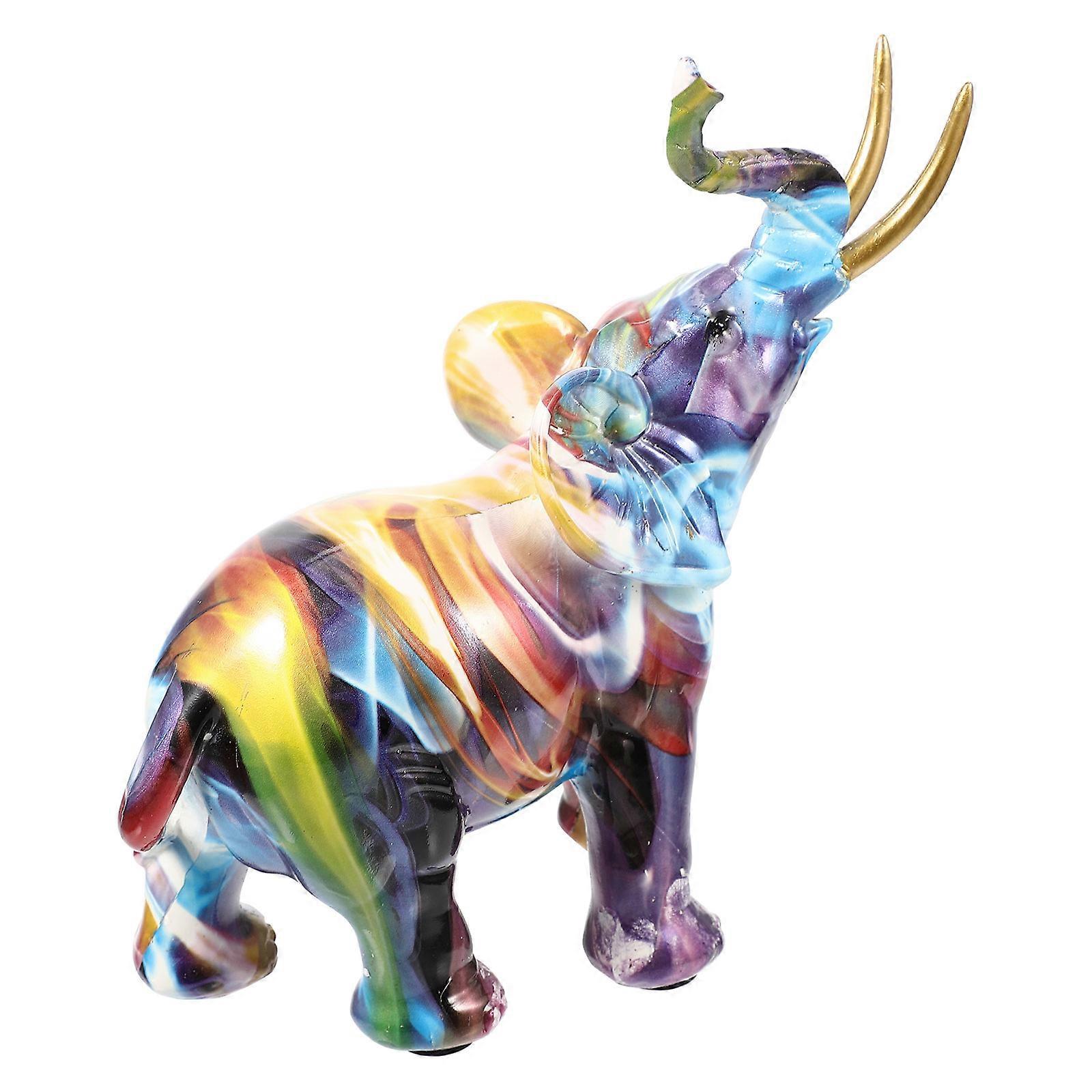 European Style Resin Elephant Statue 2Pcs Elegant Shape Home Indoor Decoration Gift Giving Assorted Color