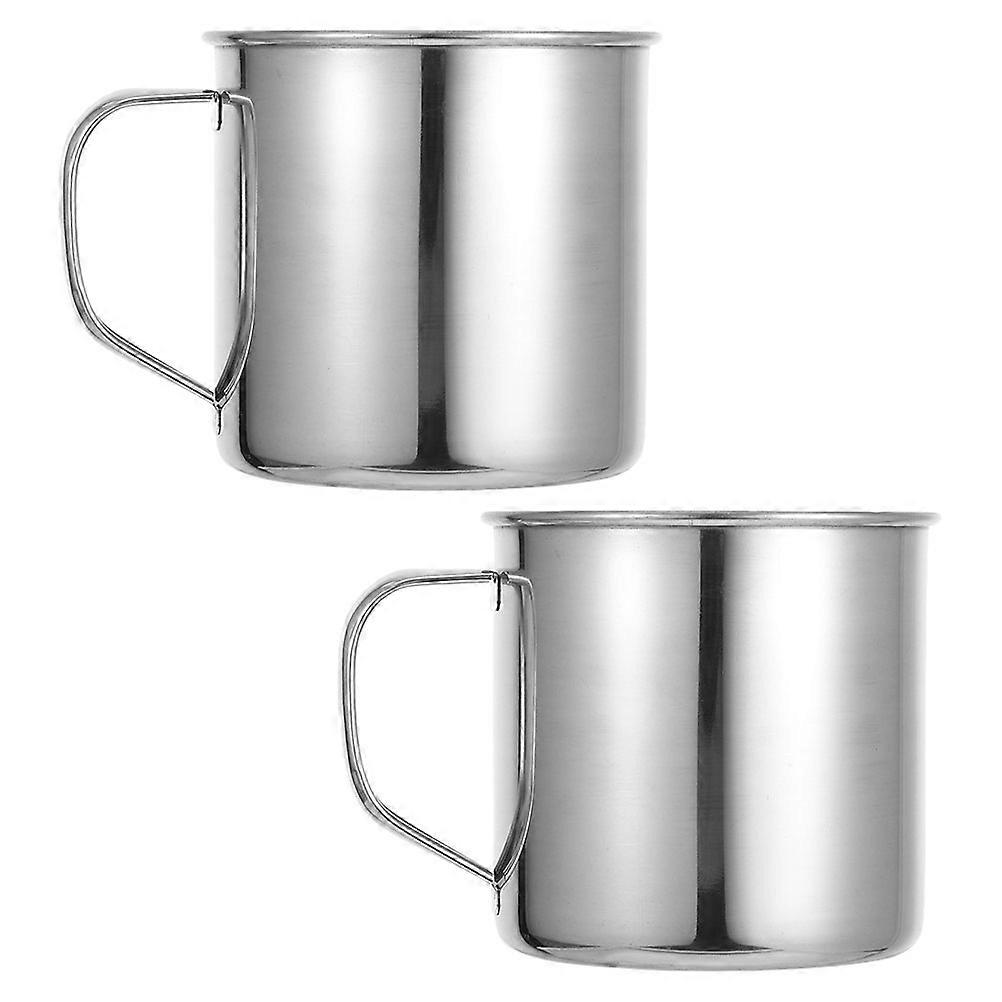 Backpacking Mug 4Pcs Silver Metal For Hiking Picnic Cylinder Shape Easy Grip Temperature Retention