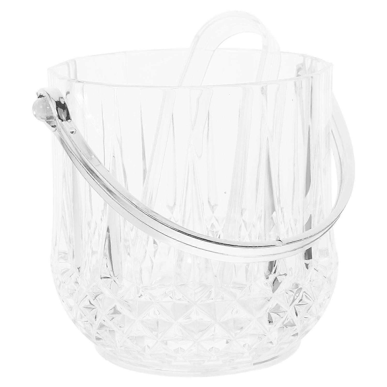 Acrylic Ice Bucket Set For Parties With Ice Tongs 1150 Ml Transparent Container For Beer And 2Pcs