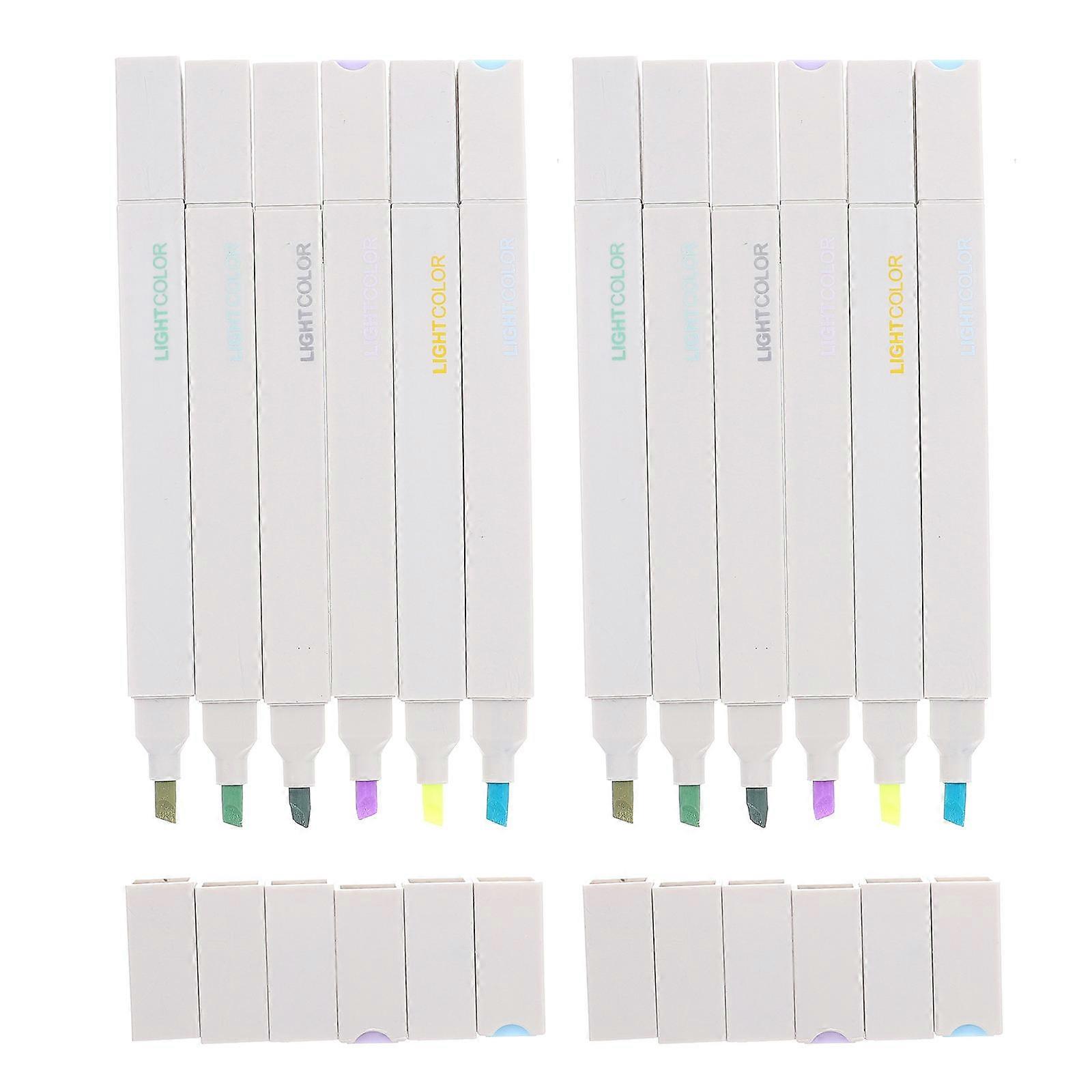 Fluorescent Pens Double-End Marking Pens for Writing Use 24Pcs
