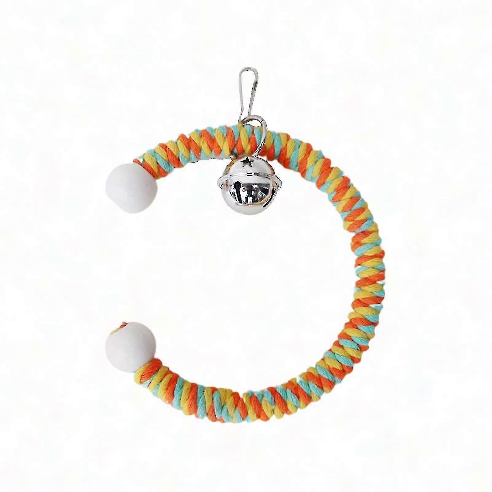 Colorful Cotton Rope Parrot Swing with Bell - Climbing Chew Toy for Small/Medium Birds