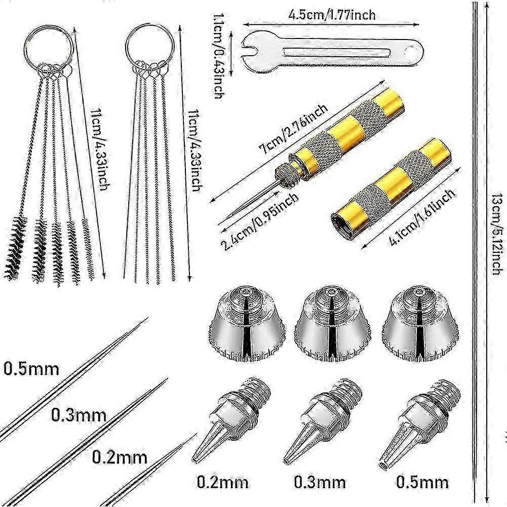 2025 21pcs airbrush nozzle cap kit airbrush needle replacement parts airbrush needles airbrush cleaning
