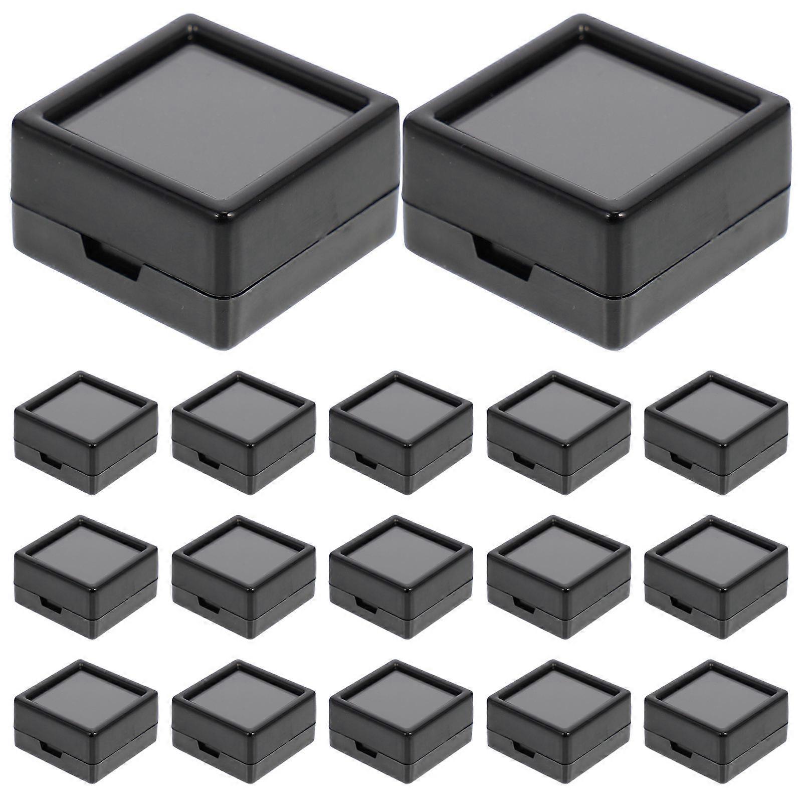 Jewelry Case with Clear Lid for Gemstone Storage 48Pcs Black Container