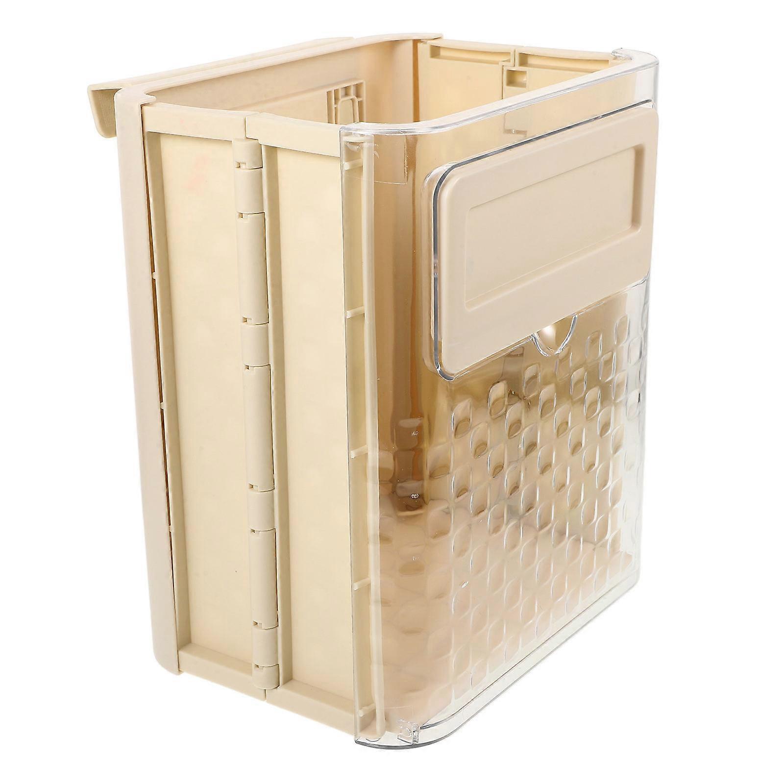 Kitchen Hanging Trash Can Waste Bin Rectangular Design For Home Users Indoor Use Beige Plastic 2Pcs