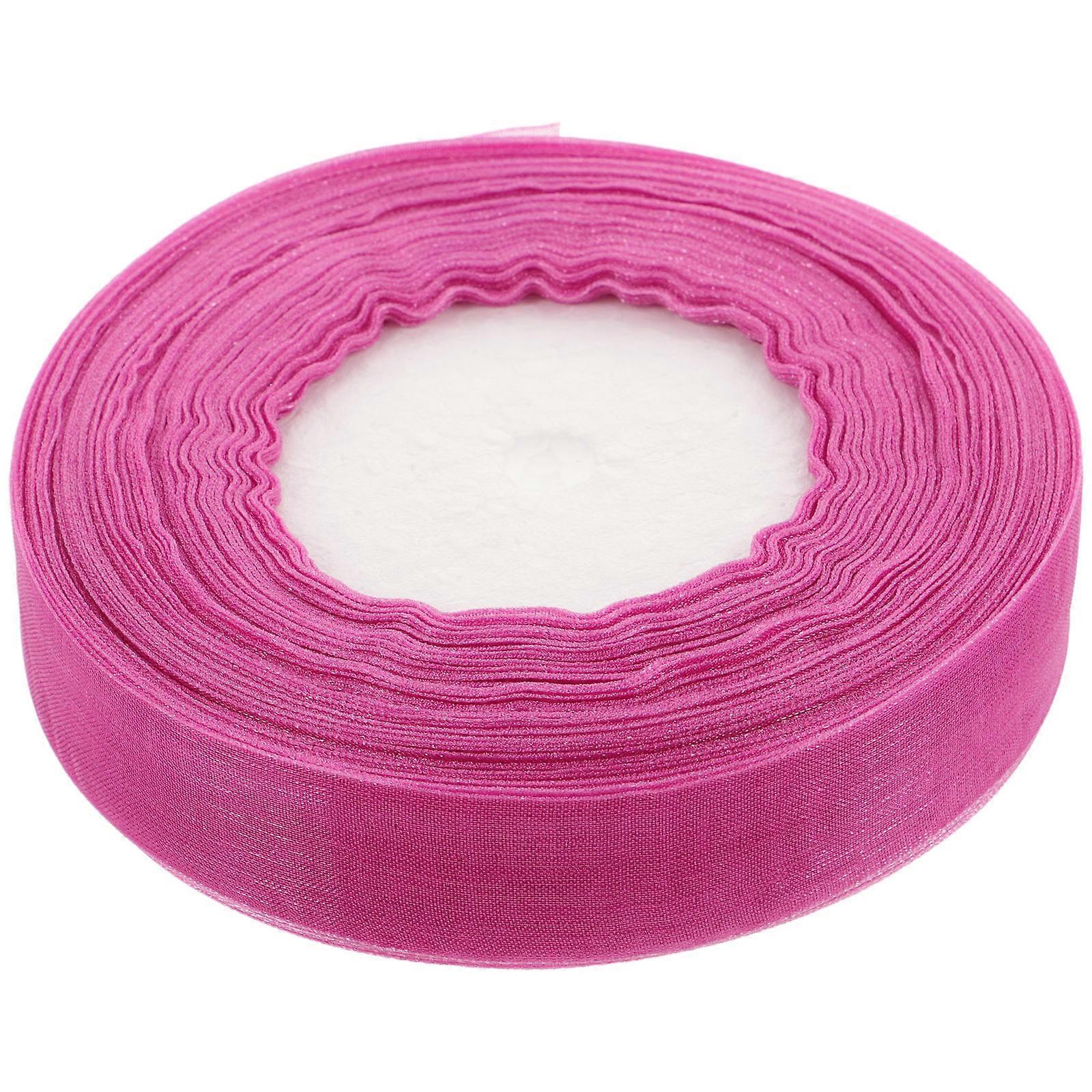 Ruban en organza floral pour décoration de fête de mariage, matériau en polyester violet, emballage cadeau pour 1 paquet