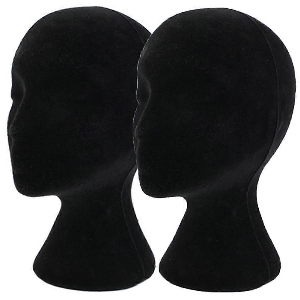Cheers.US 2Pcs/Set Styrofoam Foam Mannequin Wig Head Display Hat Cap Holder Black Female Model