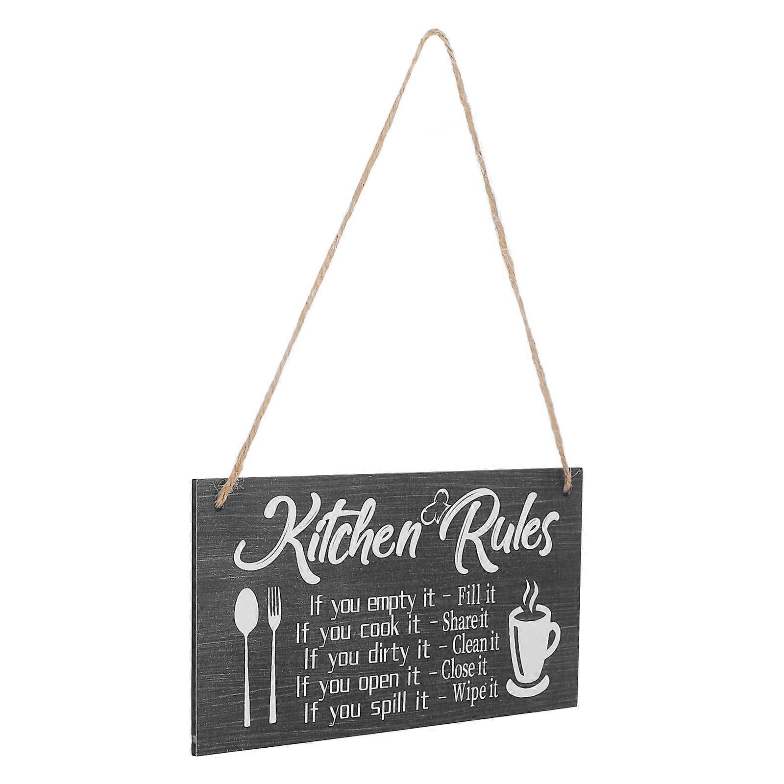 Kitchen Rules Sign Wood Wall Decor for Rustic Kitchen 3Pcs