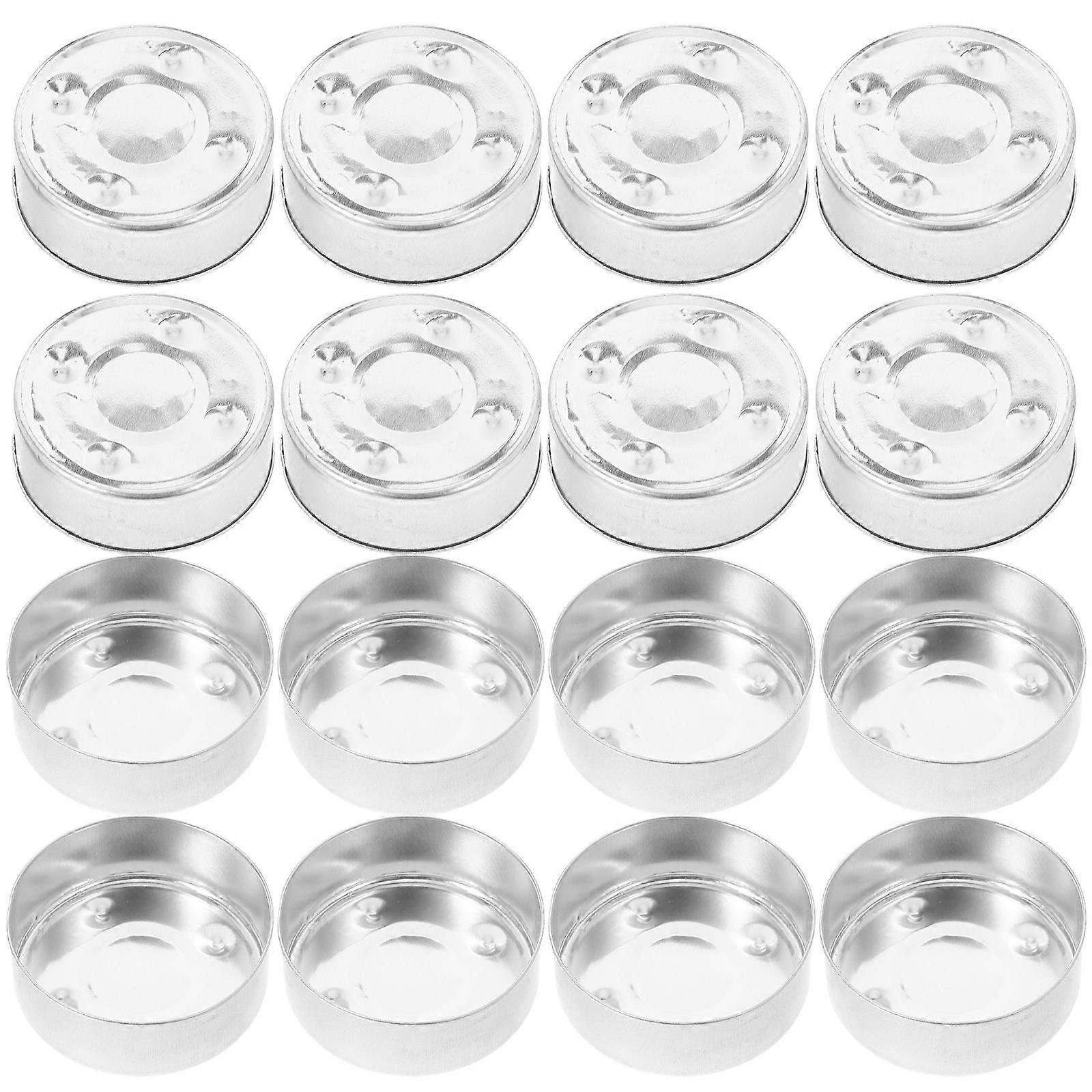 Silver Aluminum Electronic Candle Base Candle Cups for Decor 30Pcs