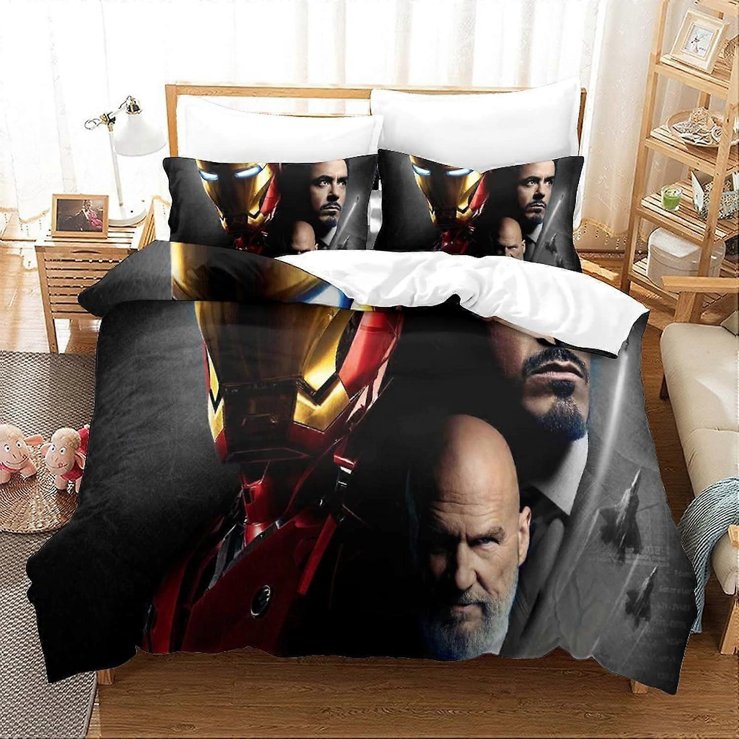 xzz672 Iron Man Duvet Cover Set Bedding Set Duvet Cover Movie Poster King 140X200CM