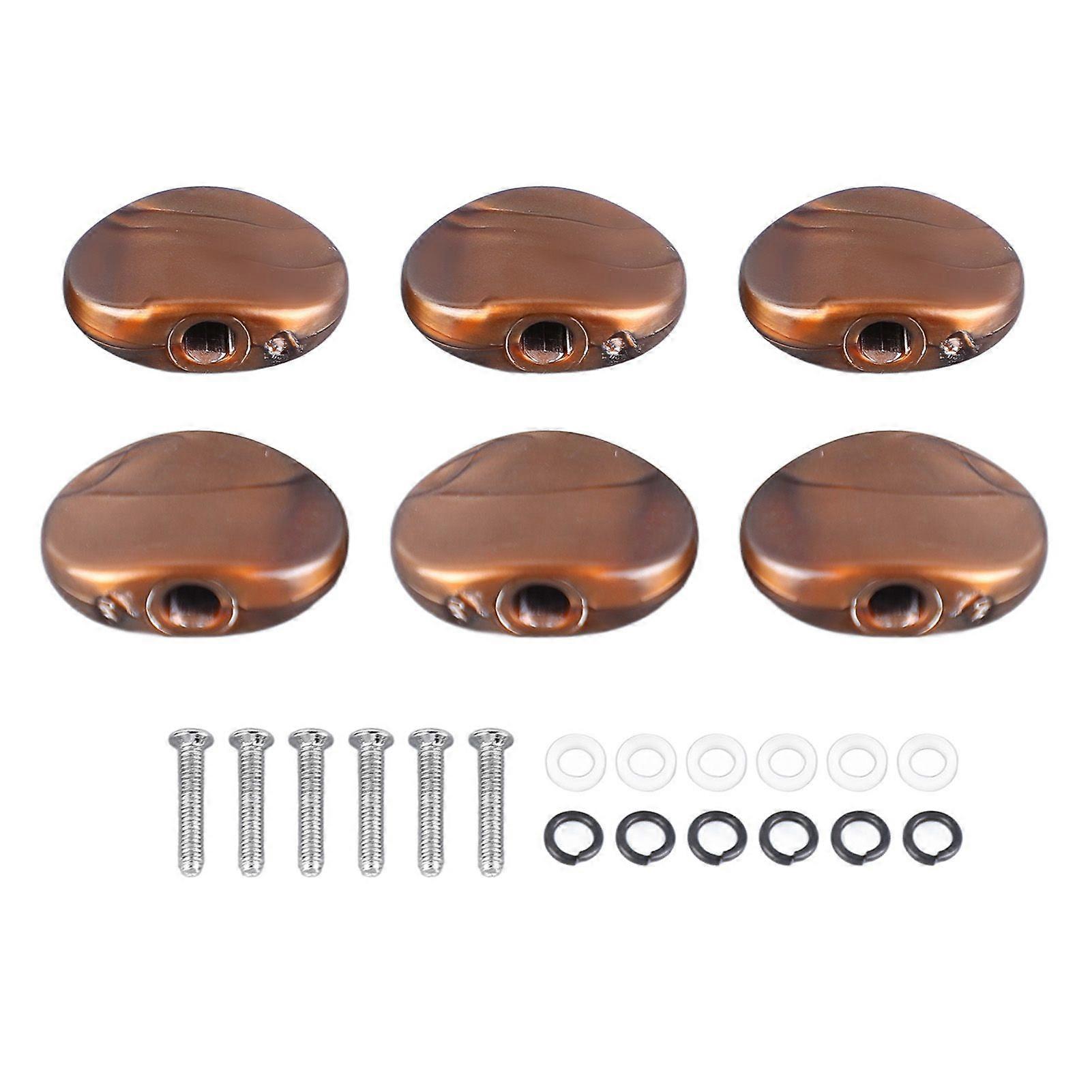 6Pcs Folk Guitar String Button Handle Knob Head Cap Tuner Tuning Peg Buttons Parts Coffee