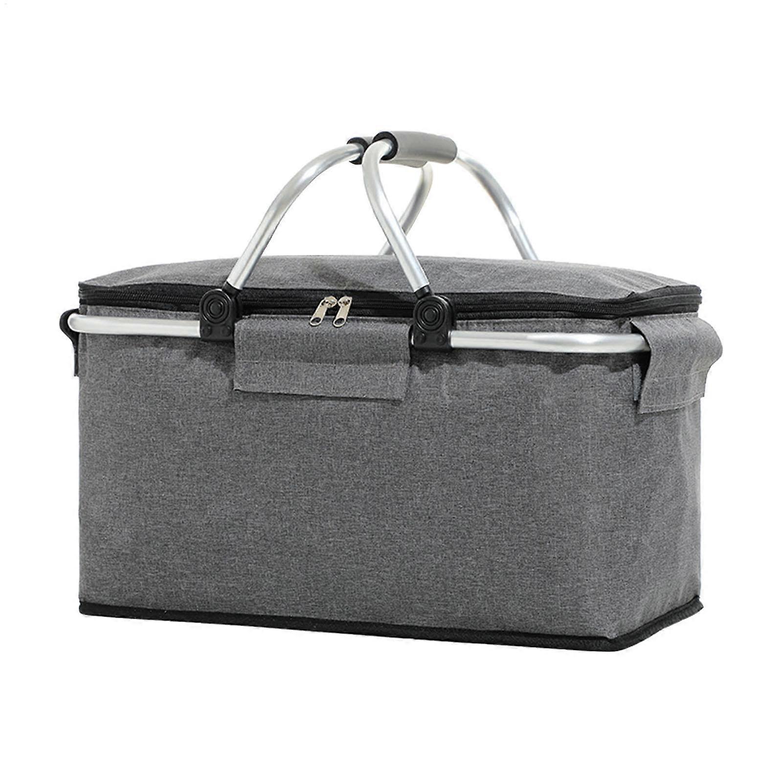 Camping Cooler Bag Insulated Tote With Leakproof Lining, Large Capacity Thermal Picnic Basket For Beach And Hiking