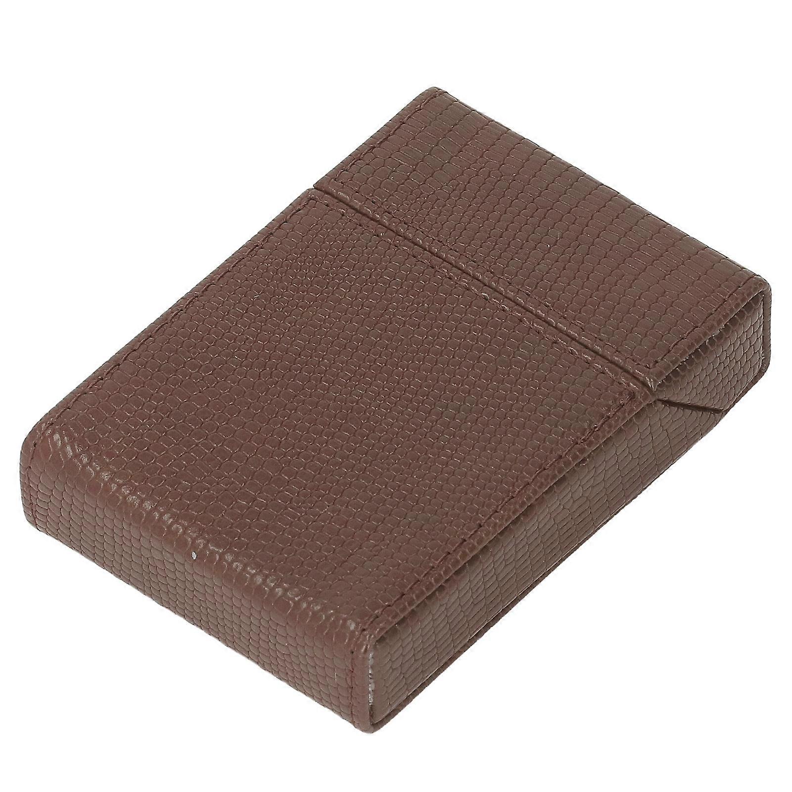 Men's PU Cigarette Case for 20 Medium Cigarettes, Lizard Stripe Coffee