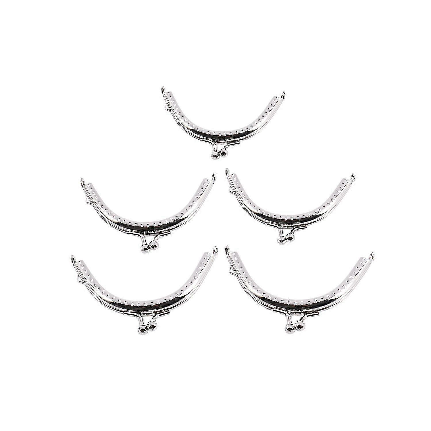 5 Metal Frames Snap Clasp Arch Pattern Coin Style Purse Silver