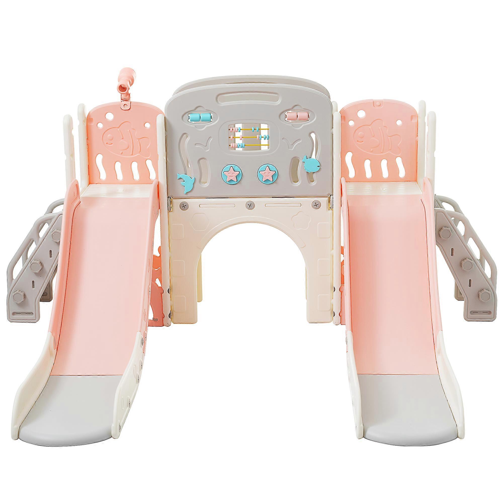 8 In 1 Kids Playground Set Slide Tunnel Basketball Double Slides