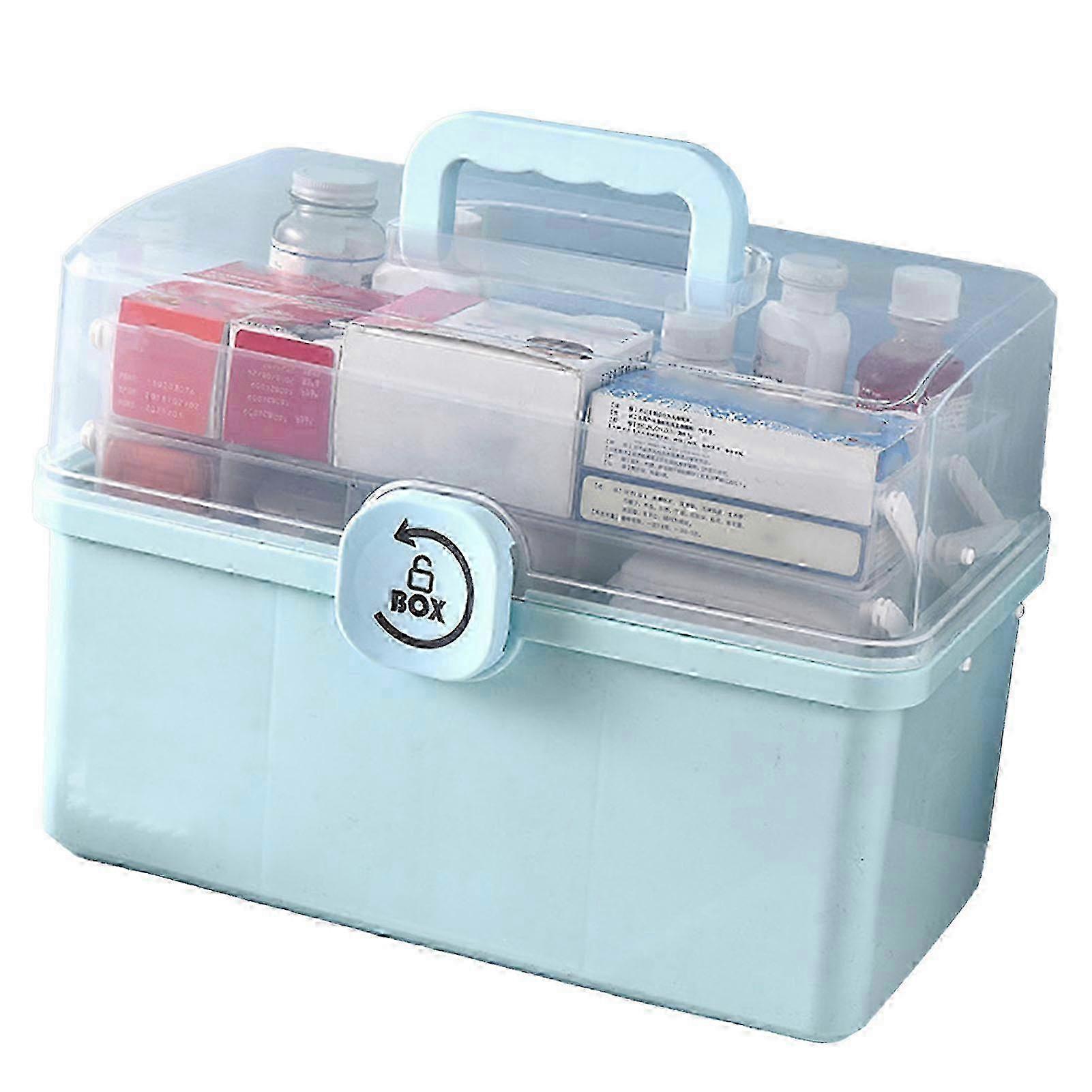 25-26 Medicine Storage Box Multipurpose Large Capacity Multi Layers Portable Medication Storage Box with Handle for Household First Aid f26