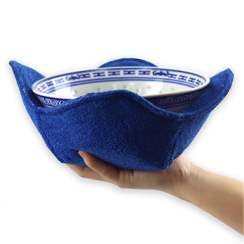 Reversible Microwave Bowl Cozy Holder 8x8x3.5in, Pack Of 4, Polyester Potholder With Sponge Layer