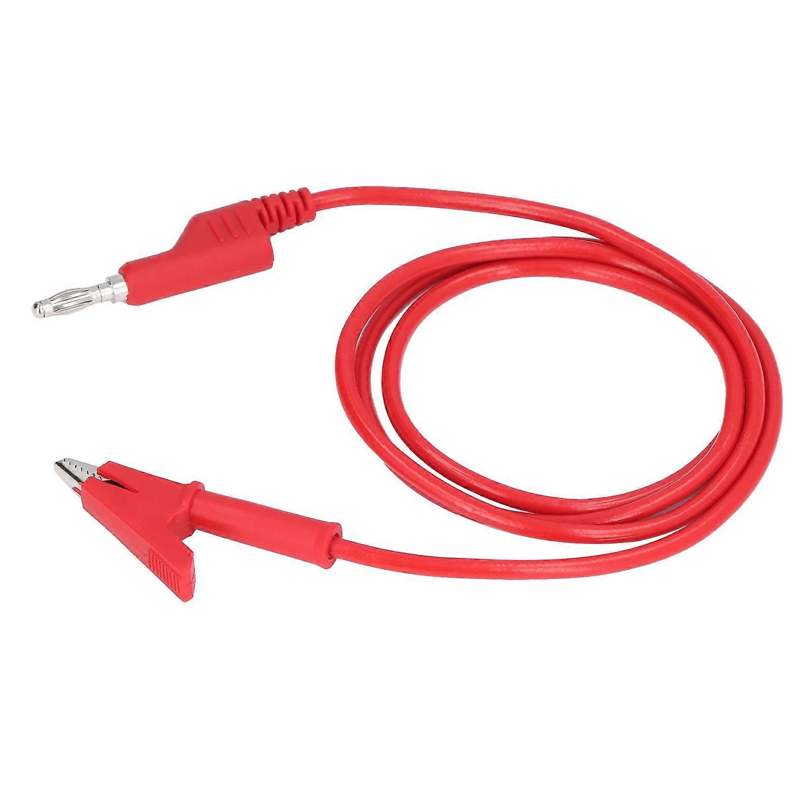 Electrical Test Lines Interchangeable Soft Silicone Insulated Probes With Brass Crocodile Clips Red