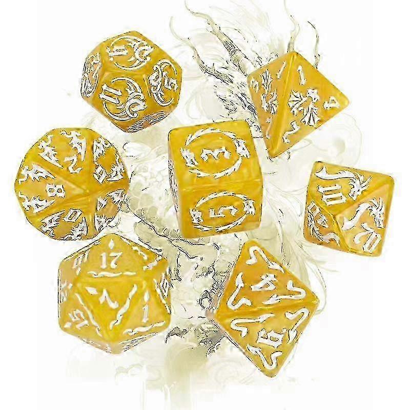 New 7pcs/set Dragon Element Polyhedral Dice Set Number Dice Kit for Dnd COC Cthulhu TRPG Running Team Table Game Dnd Dice Set