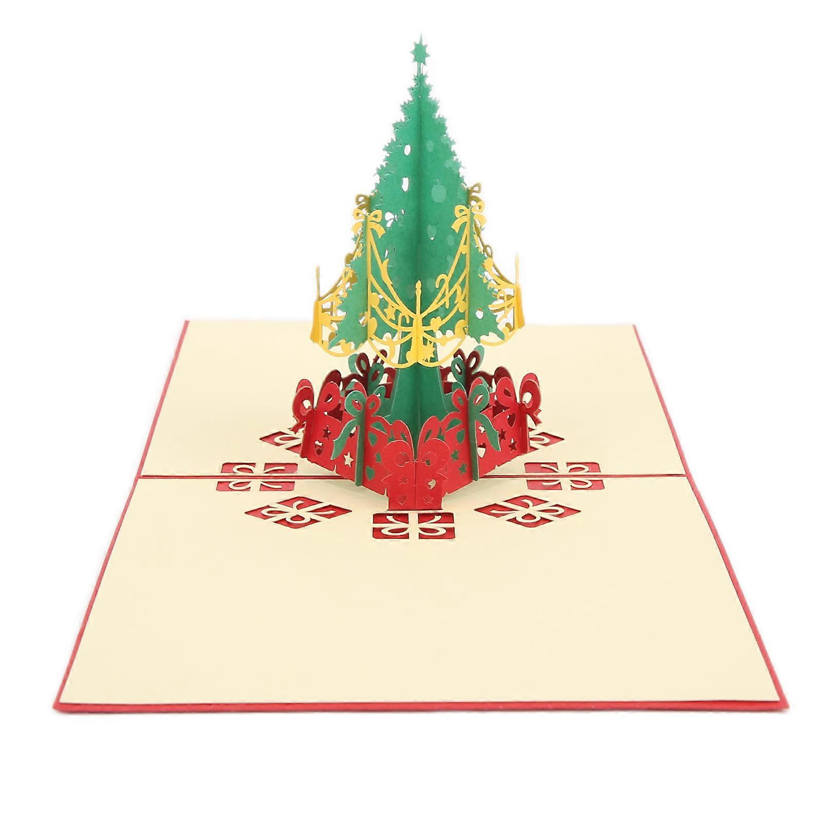 Greeting Card Three Dimensional Christmas Special Shape Decorative Paper with EnvelopeRed 3D Christmas Tree 