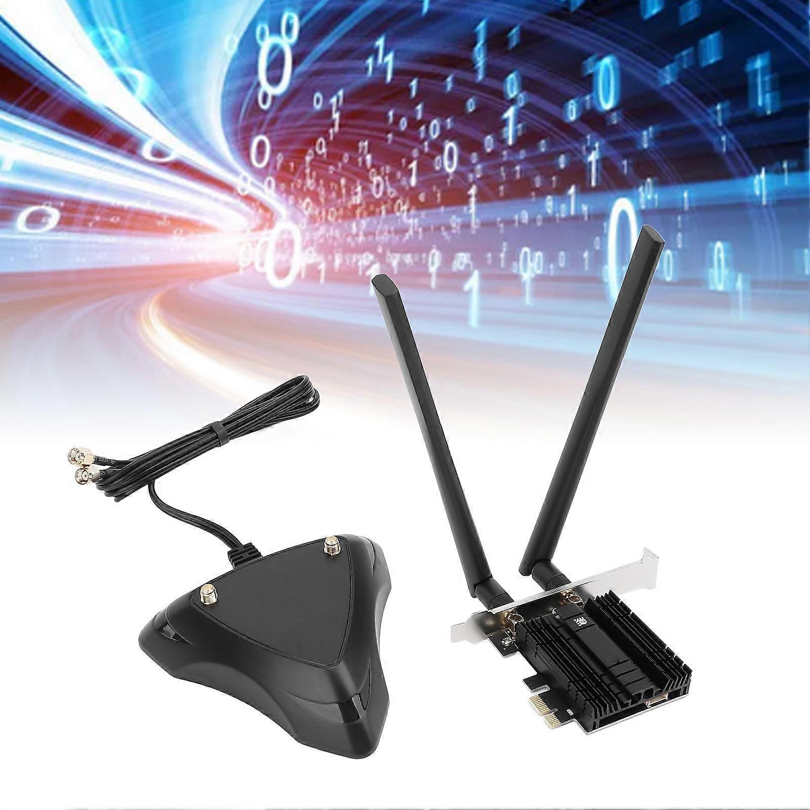 PCI‑E WiFi Adapter for Intel BE200 8774Mbps Tri Band Wireless Network Card with Bluetooth 5.4 High Gain Copper Rod Magnetic Base 