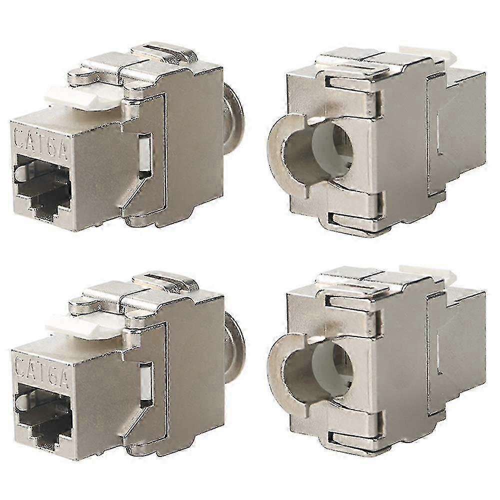 25-26 4-piece Keystone Module For Cat 6a Cable - 10 Gbps Shielded Metal Case Snap Lock - Tool-free Connection To Modular Patch Panel