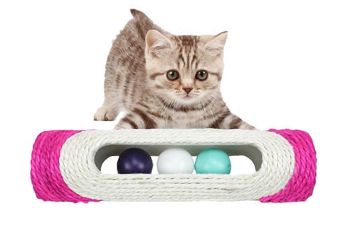 Natural Sisal Cat Scratching Post with Interactive 3 Sound Balls
