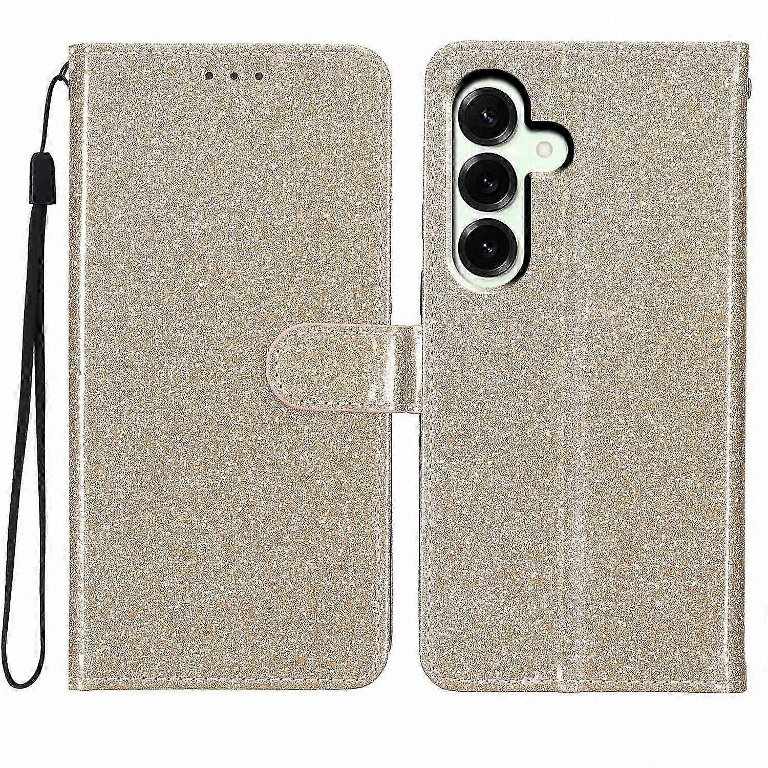 Glitter Leather Wallet Case with Strap & Stand for  Galaxy A17, Anti-Scratch