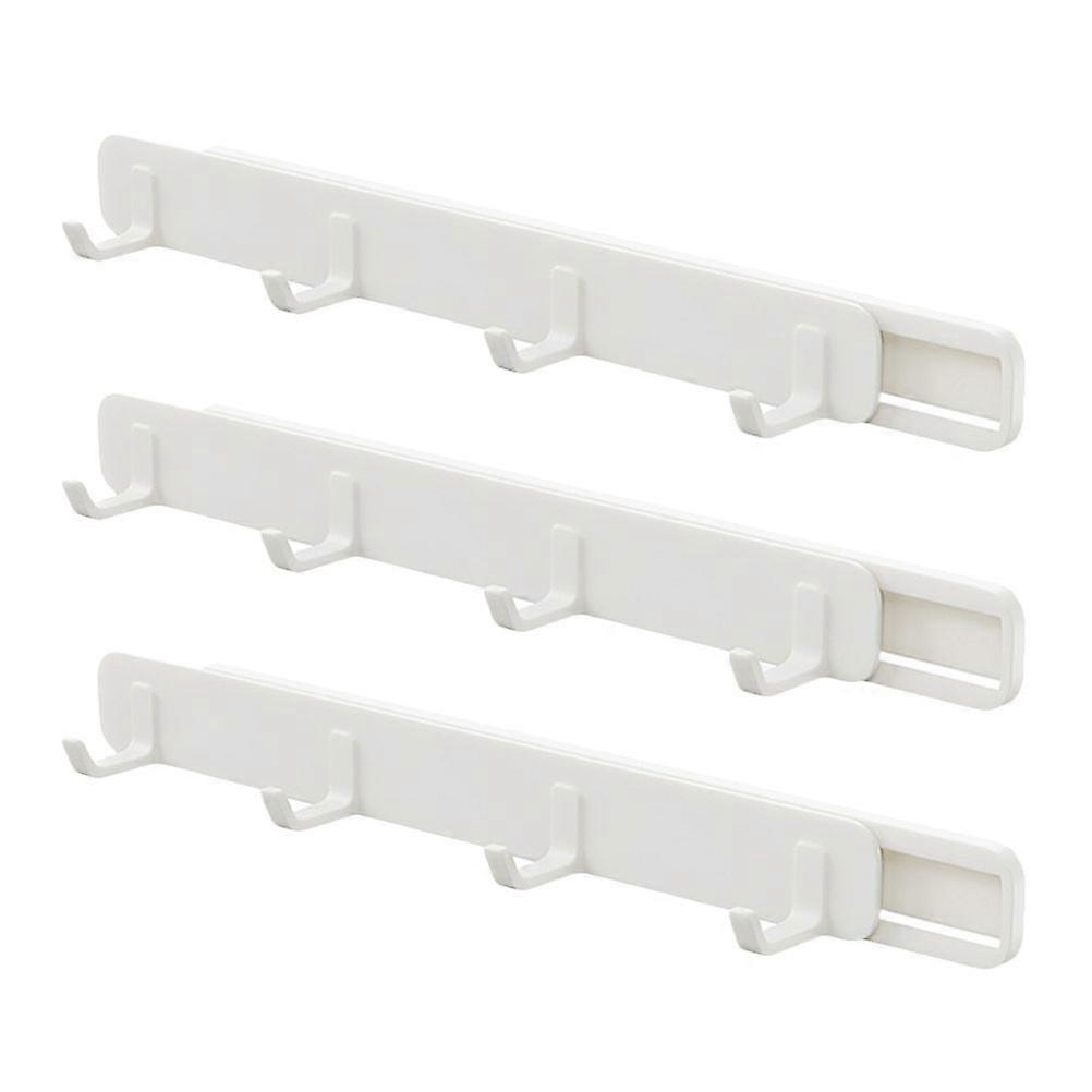 3Pcs Sliding Coat Hook with Slide Rail Pull Out Hook for Closet Clothes Rack Retractable Sliding Hooks No Punch Kitchen Hooks Wardrobe Space-Saving Or