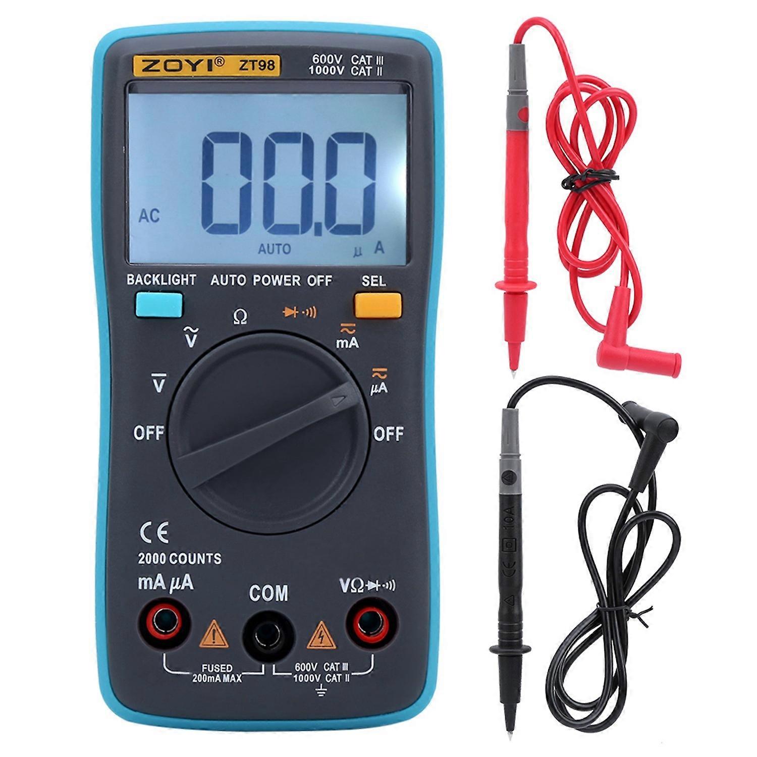 ZT‑98 Handheld Digital Multimeter AC DC Voltmeter Ammeter Ohmmeter Volt Tester Auto Range Meter