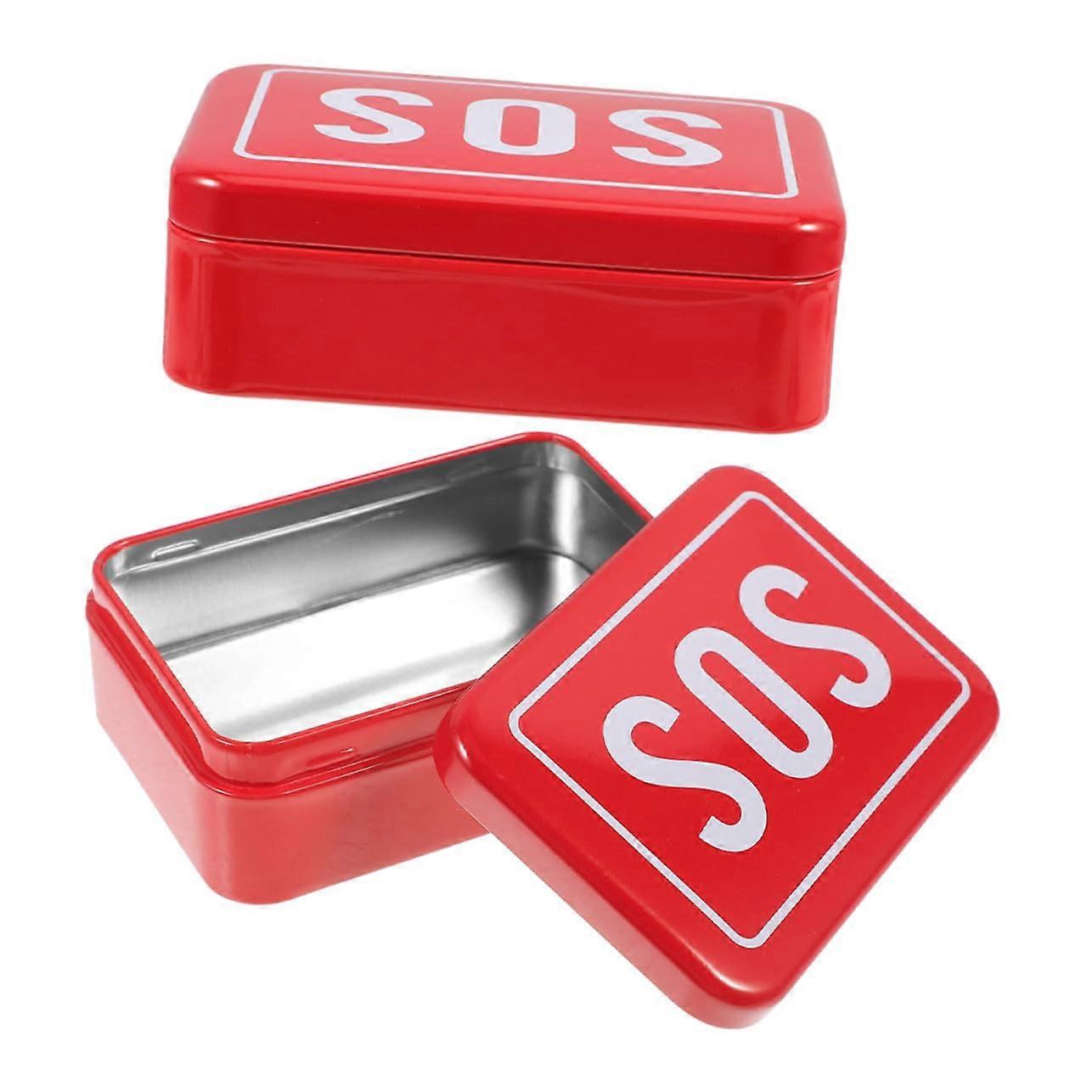 Survival Kit 2Piece Metal Box Medicine Organizer With Emergency Markings, Compact Storage For Camping Hiking Travel