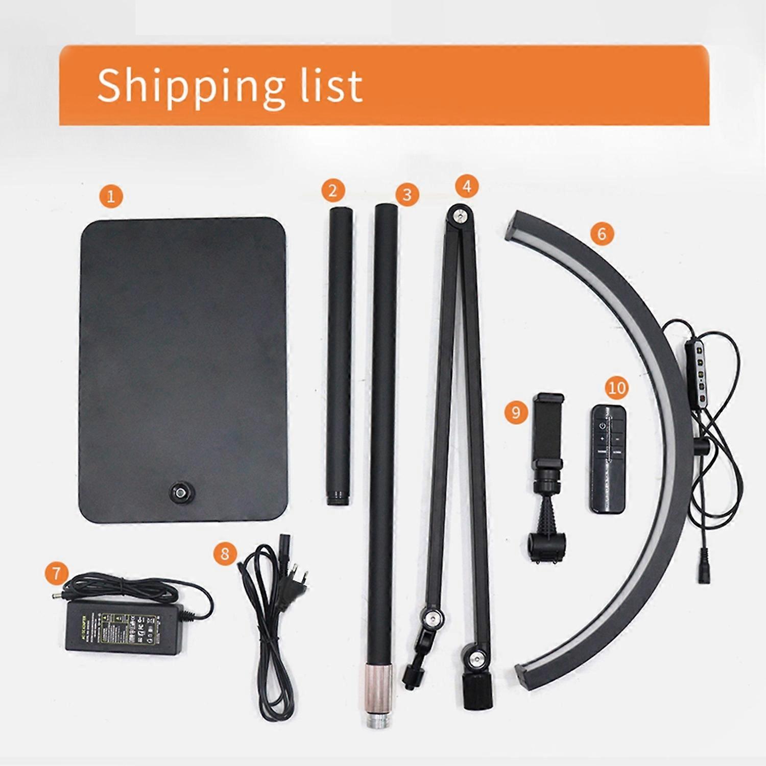 36W Floor LED Video Light Half Moon Shaped Fill Light 3000K to 6000K Dimmable with Telescoping Metal