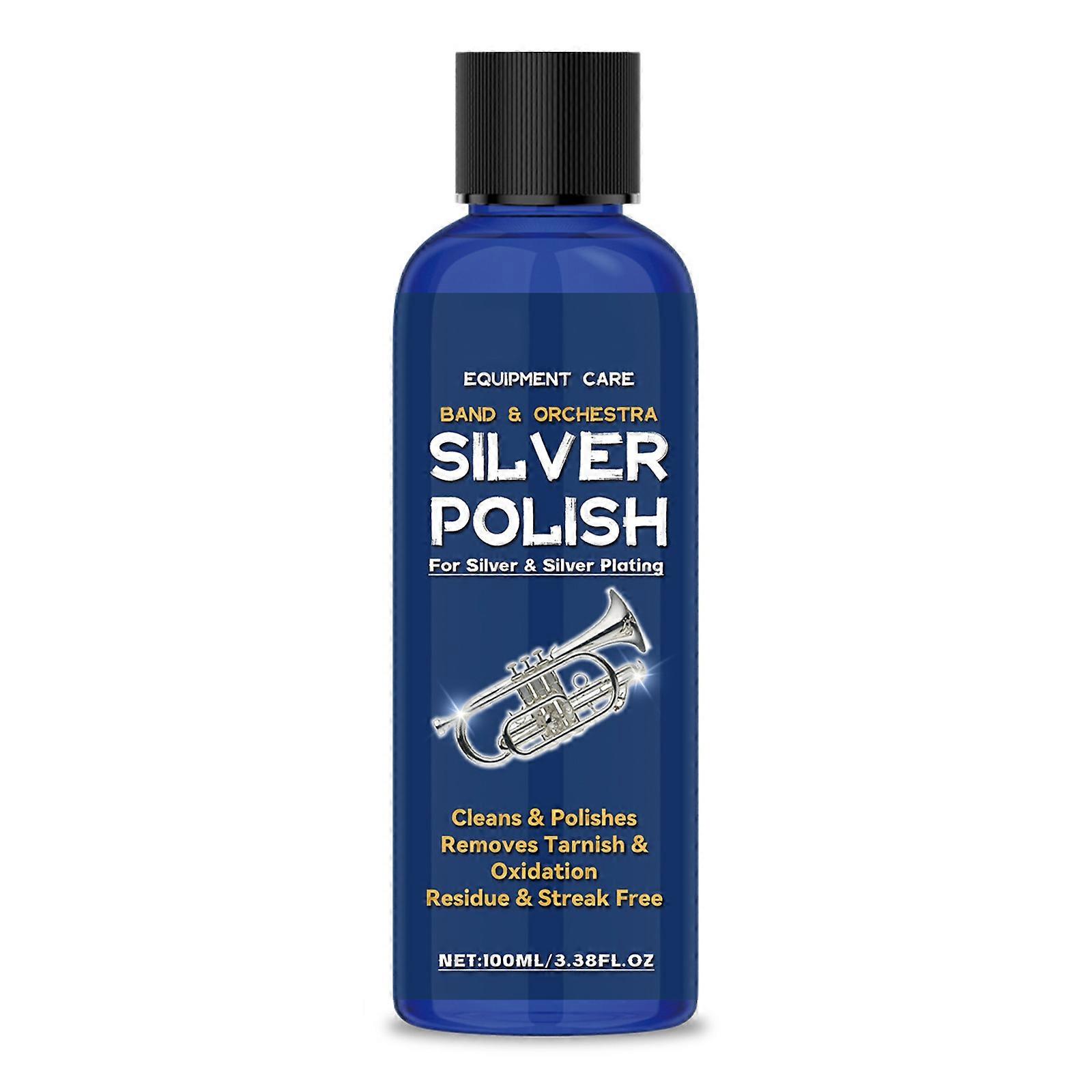 100 ml effektiv sølvpolering for messingblåseinstrumenter, sikrer langvarig glans og overflatebeskyttelse, flerfarget