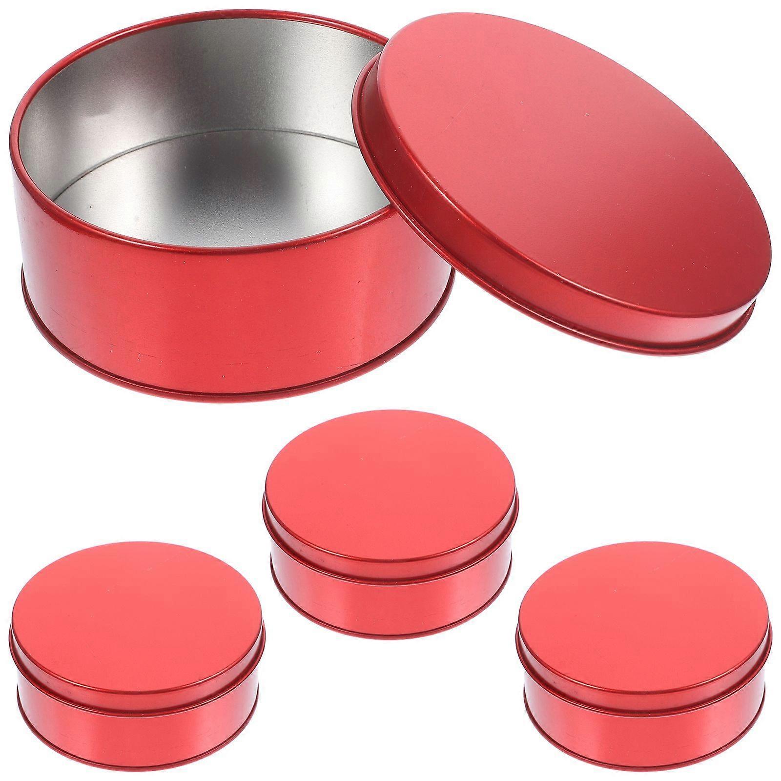 4Pcs Cookie Tins with Lids Round Cookie Tins Candy Boxes Party Cookie Boxes Gift Boxes