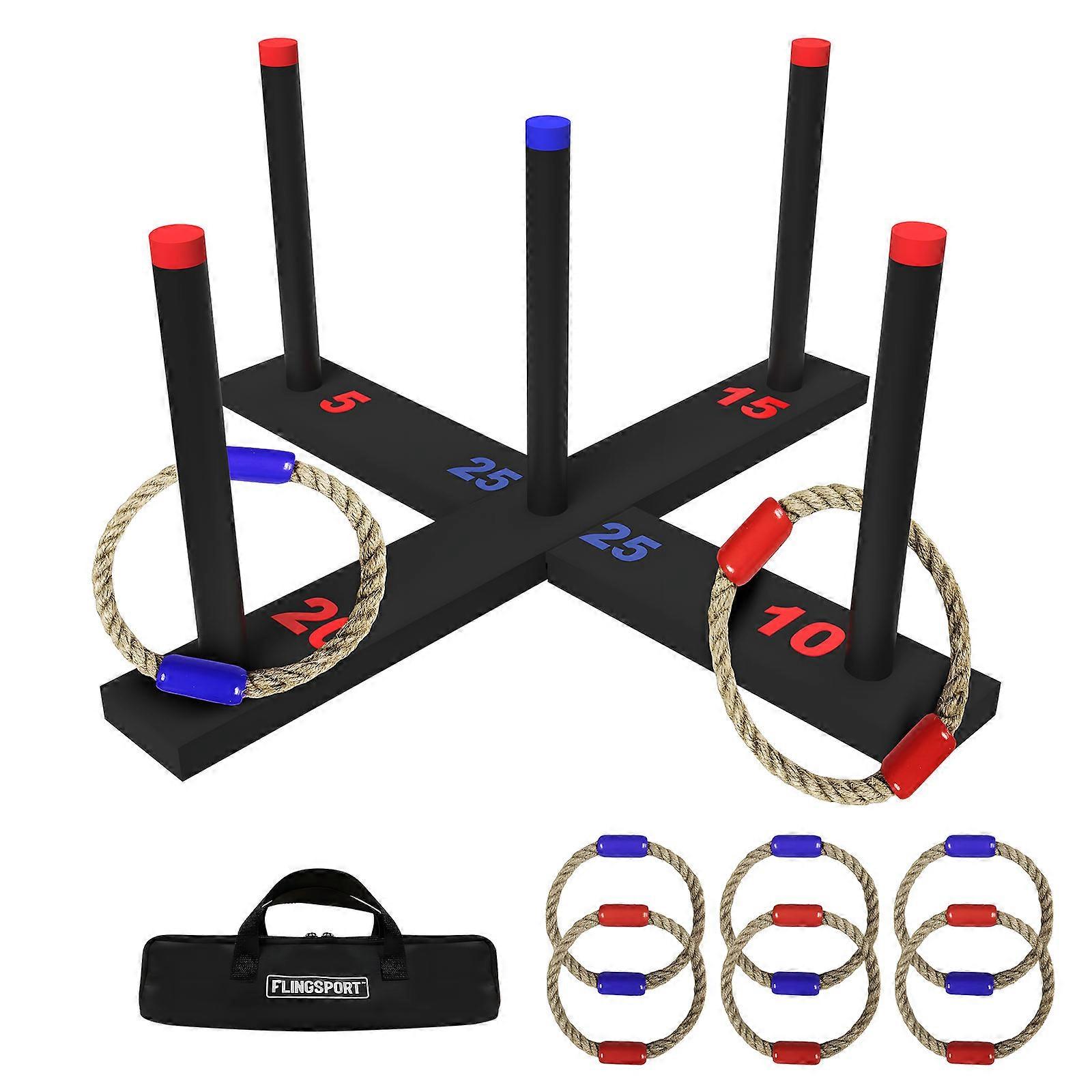 Oaken Hoop Toss Game Set With 6 Double Sphere Circlets 4 Challenge Approaches Includes Carry Bag For Inside Family Entertainment Multicolor