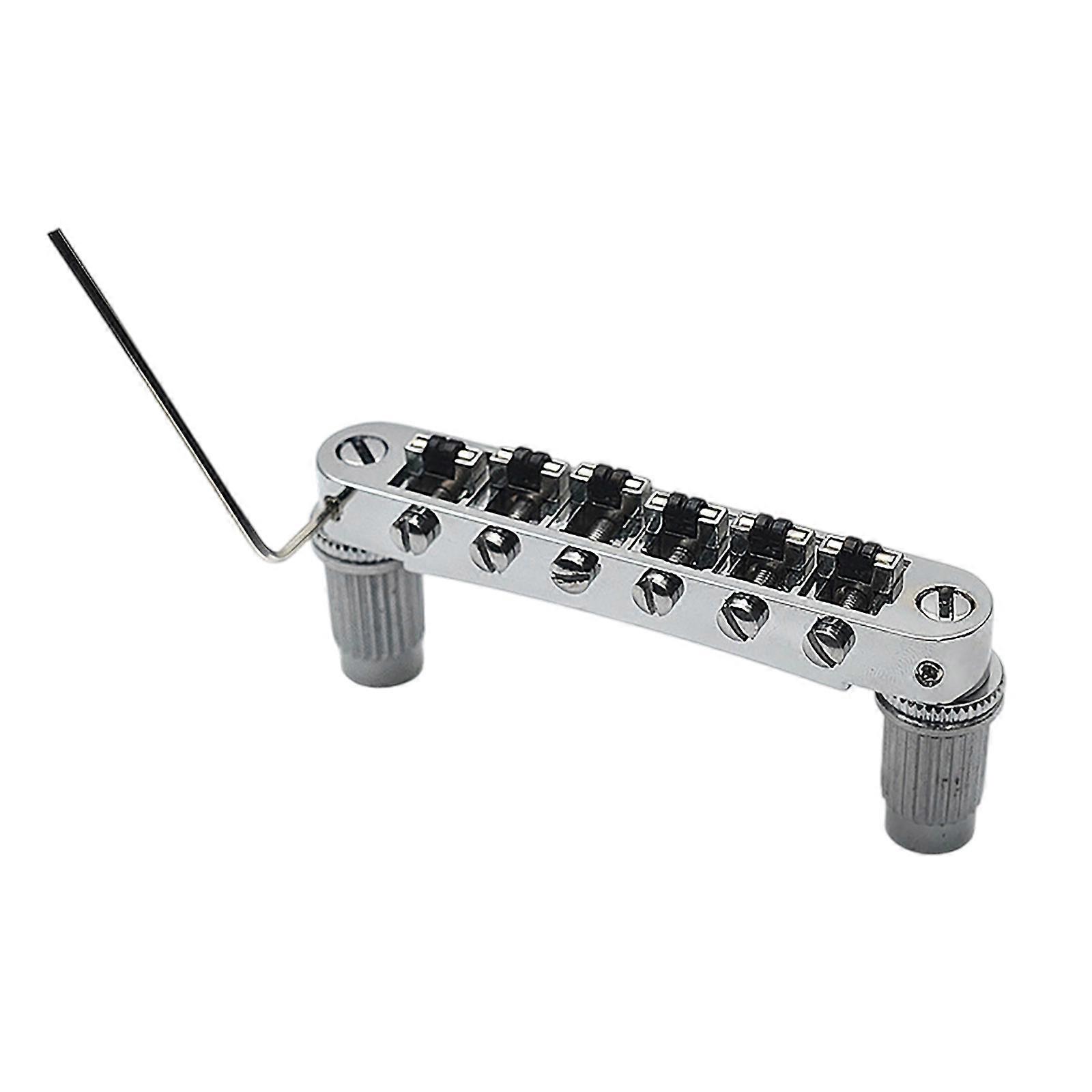 Global 6 String Drum Bridge For Electric Guitars Furnishes Oxidation Resistant Plan And Smooth Intonation Control  Silver