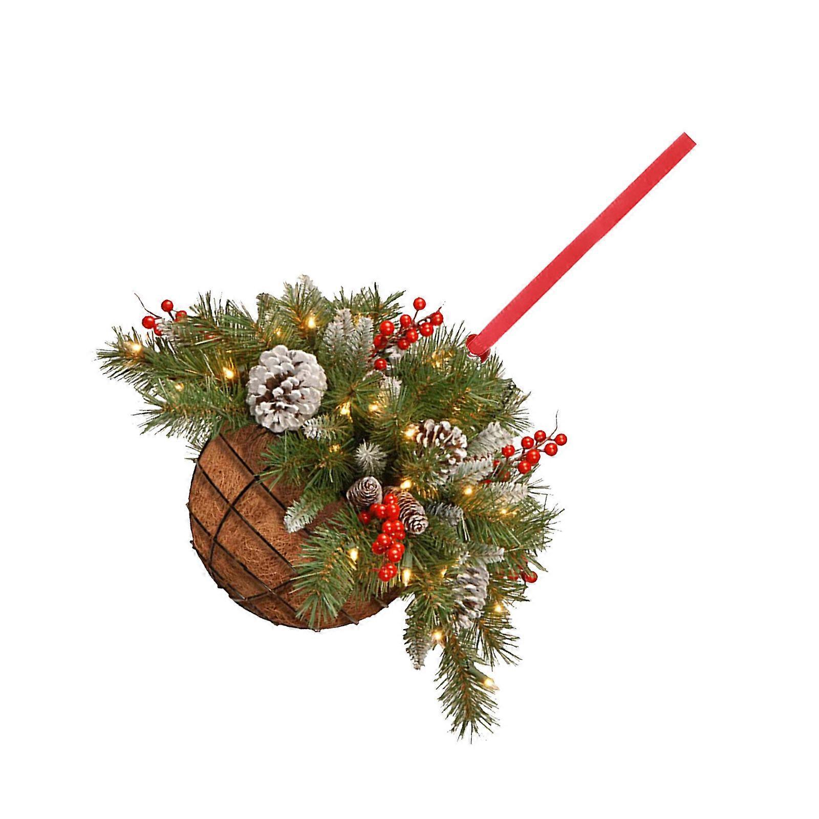 Delightful Tabletop Christmas Tree Flower Basket Decor Miniatures Christmas Tree Hangers for Holiday Window Display Multicolor