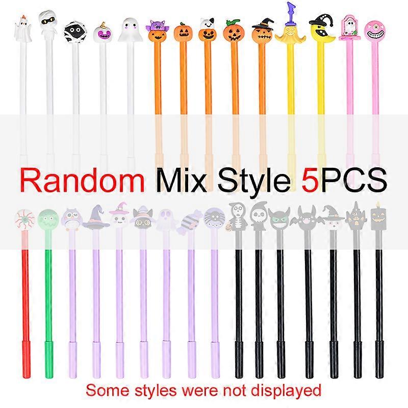 5PCS/Set Halloween Themed Gel Pens Mix Neutral Pens with Cute Fun Pumpkin Ghost Zombie Decoration Party Gift Boy Girl Favors ZYF