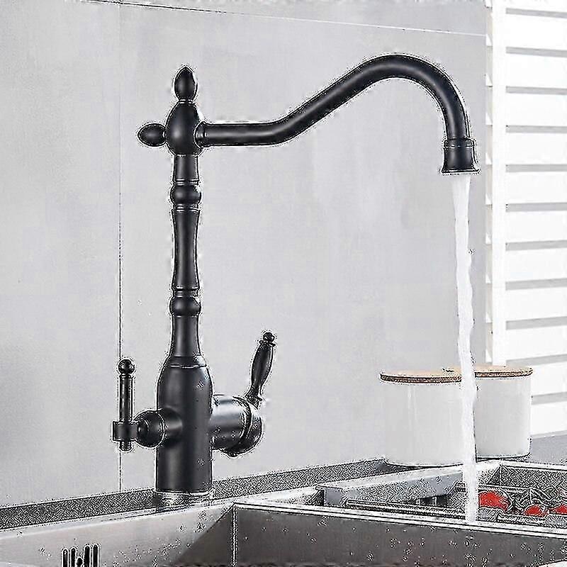 Kitchen Water Filter Faucet Kitchen Faucets Dual Spout Filter Faucet Mixer 360 Degree Rotation Water Purification Feature Taps