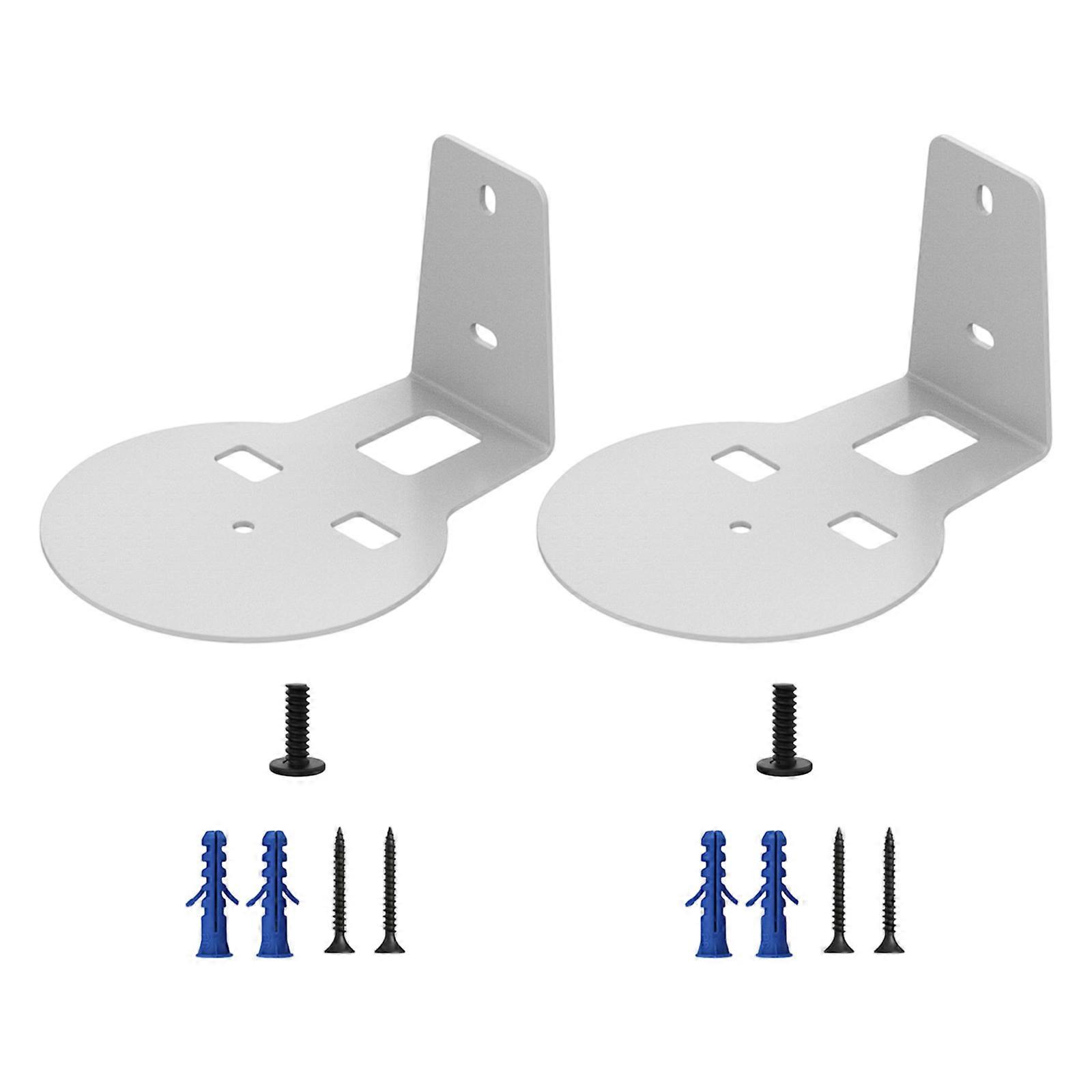 Adjustable Speaker Wall Mount Brackets Durability Metal Construction Secure Tilting Rotation For Sound Positioning  White