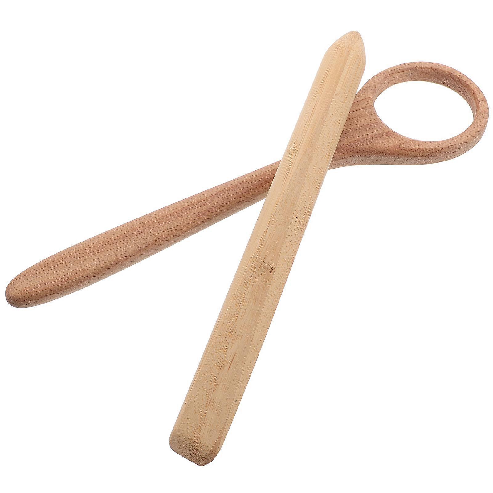 Bamboo Wooden Dough Whisk for Sourdough Mixing 2Pcs Danish Bread Tool