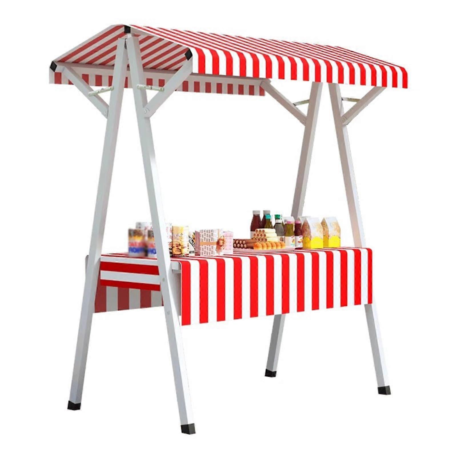 Portable Folding Food Cart with Wheels for Farmers Market and Events, Red 130x60 CM