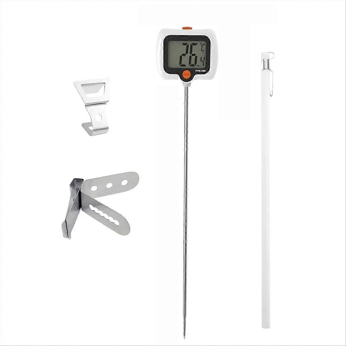 Temperature Gauge Candy Long Probe Kitchen Meter with Pot Clip Deep Fry Oil Temperature Gauge with Rotatable Display B