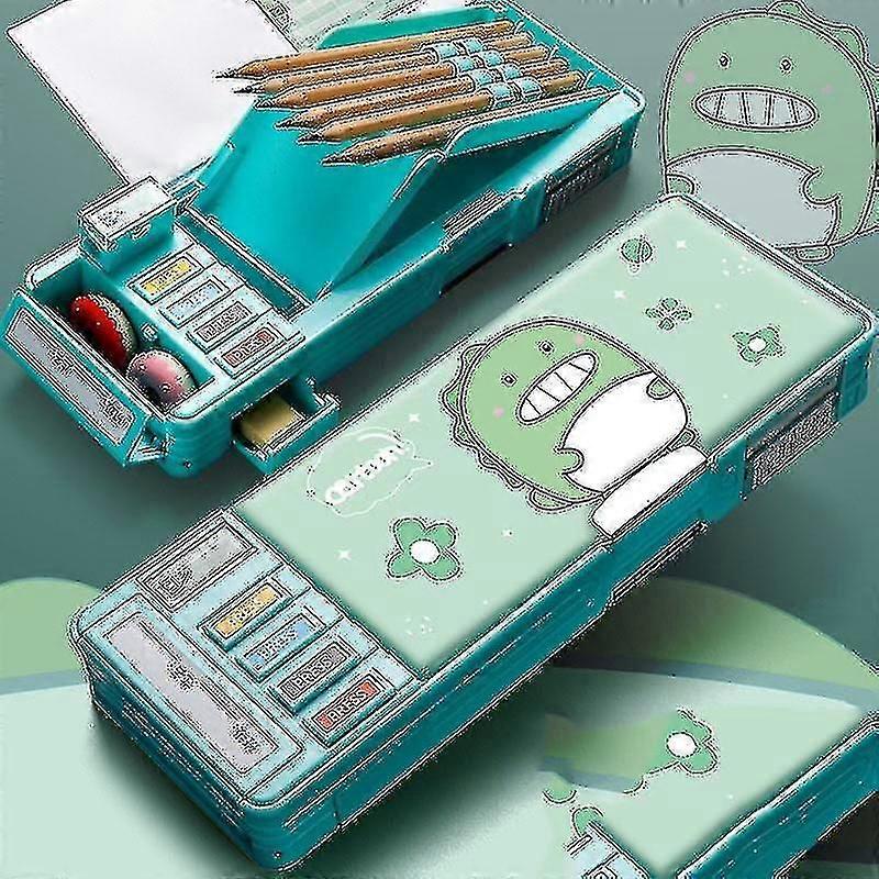 متعدد الوظائف قلم رصاص حالة قلم رصاص مربع مع 2 مقصورات للطلاب - نمط الكرتون