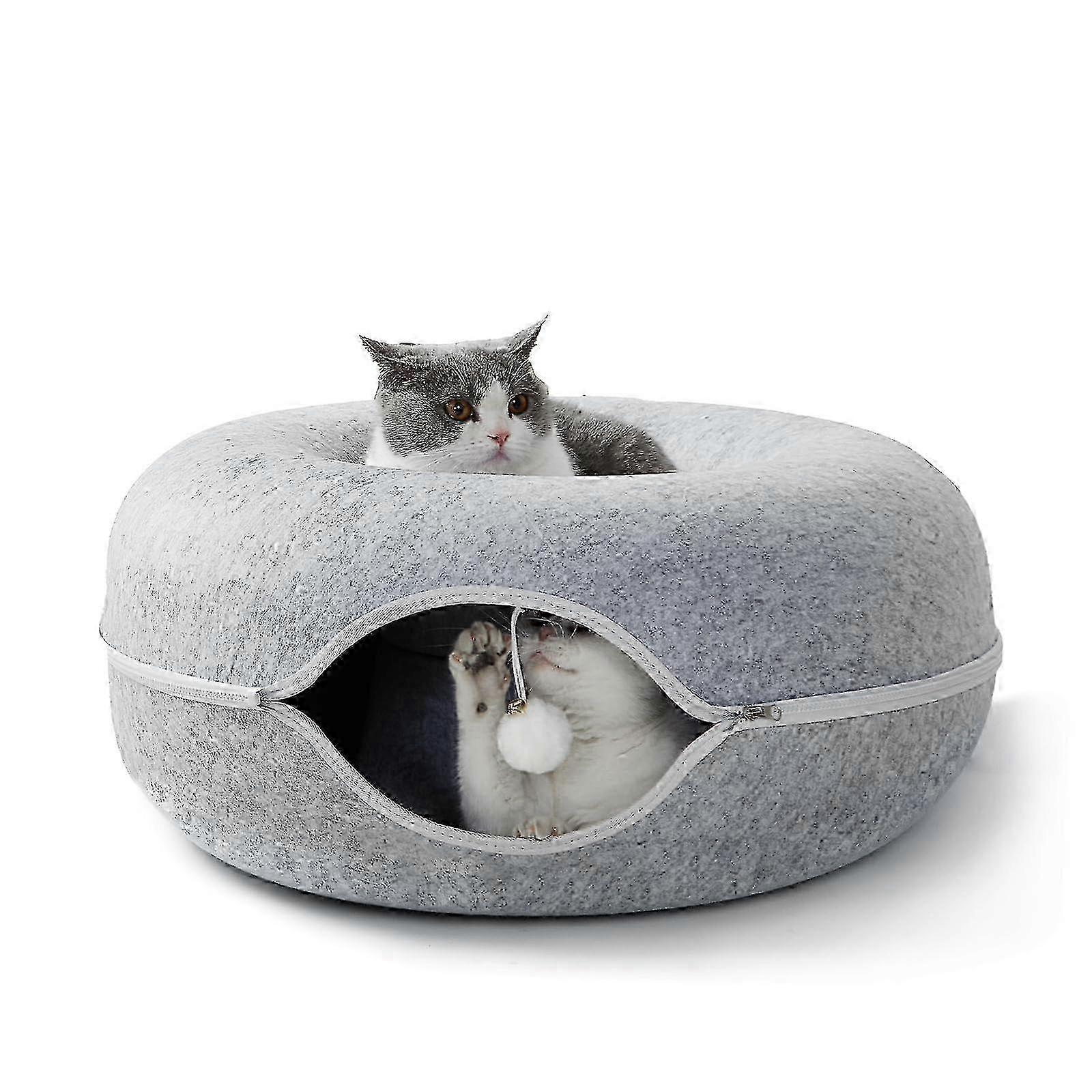 Gray Indoor Cat Tunnel Bed
