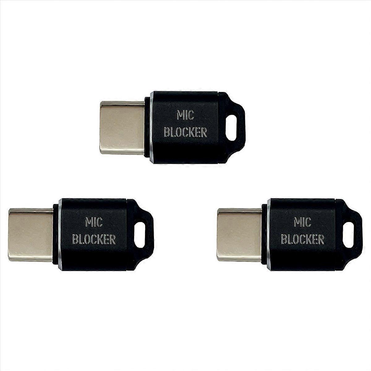 3X Microphone Lock USB C MIC Blockers Microphone Sound Security Guard for Any USB C Devices Black